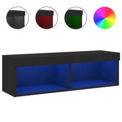 vidaXL TV-Schrank mit LED-Leuchten Schwarz 100x30x30 cm