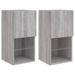 vidaXL TV-Schränke mit LED-Leuchten 2 Stk. Grau Sonoma 30,5x30x60 cm