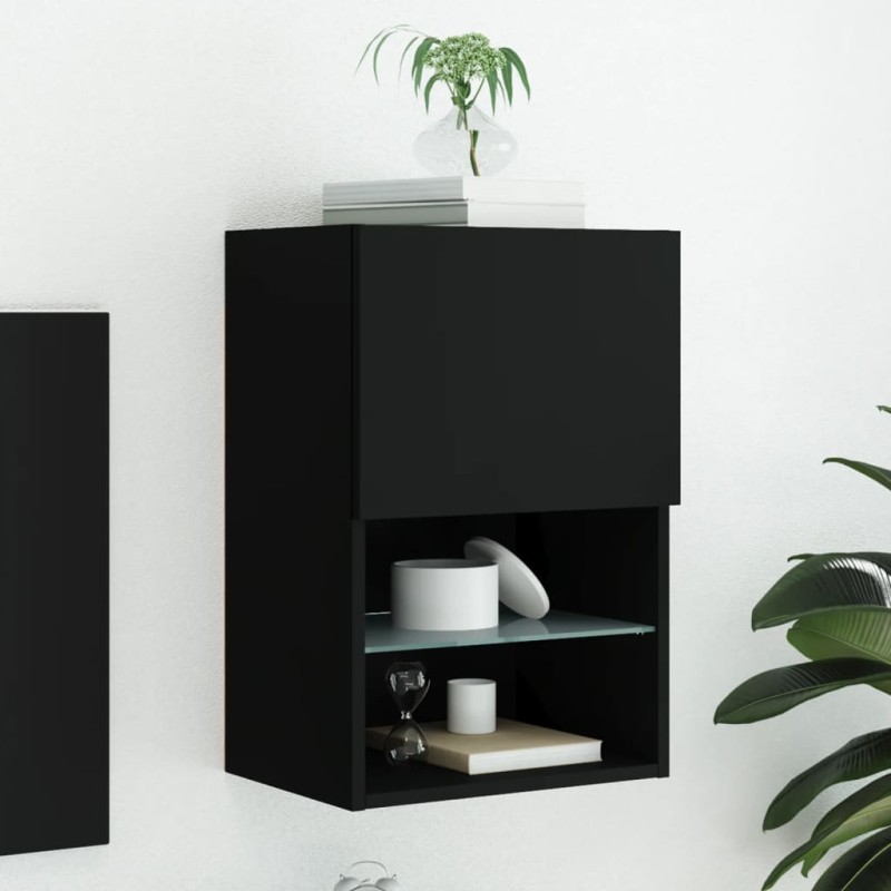 vidaXL TV-Schrank mit LED-Leuchten Schwarz 40,5x30x60 cm vidaXL TV-Schrank mit LED-Leuchten Schwarz 40,5x30x60 cm
