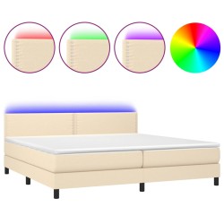 vidaXL Boxspringbett mit Matratze & LED Creme 200x200 cm Stoff