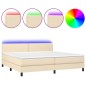 vidaXL Boxspringbett mit Matratze & LED Creme 200x200 cm Stoff vidaXL Boxspringbett mit Matratze & LED Creme 200x200 cm Stoff