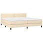 vidaXL Boxspringbett mit Matratze & LED Creme 200x200 cm Stoff vidaXL Boxspringbett mit Matratze & LED Creme 200x200 cm Stoff