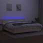 vidaXL Boxspringbett mit Matratze & LED Creme 200x200 cm Stoff vidaXL Boxspringbett mit Matratze & LED Creme 200x200 cm Stoff
