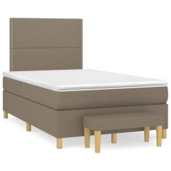 vidaXL Boxspringbett mit Matratze Taupe 120x200 cm Stoff