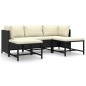 5-tlg. Garten-Lounge-Set mit Kissen Poly Rattan Schwarz 5-tlg. Garten-Lounge-Set mit Kissen Poly Rattan Schwarz