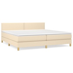 vidaXL Boxspringbett mit Matratze Creme 200x200 cm Stoff