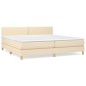 vidaXL Boxspringbett mit Matratze Creme 200x200 cm Stoff vidaXL Boxspringbett mit Matratze Creme 200x200 cm Stoff