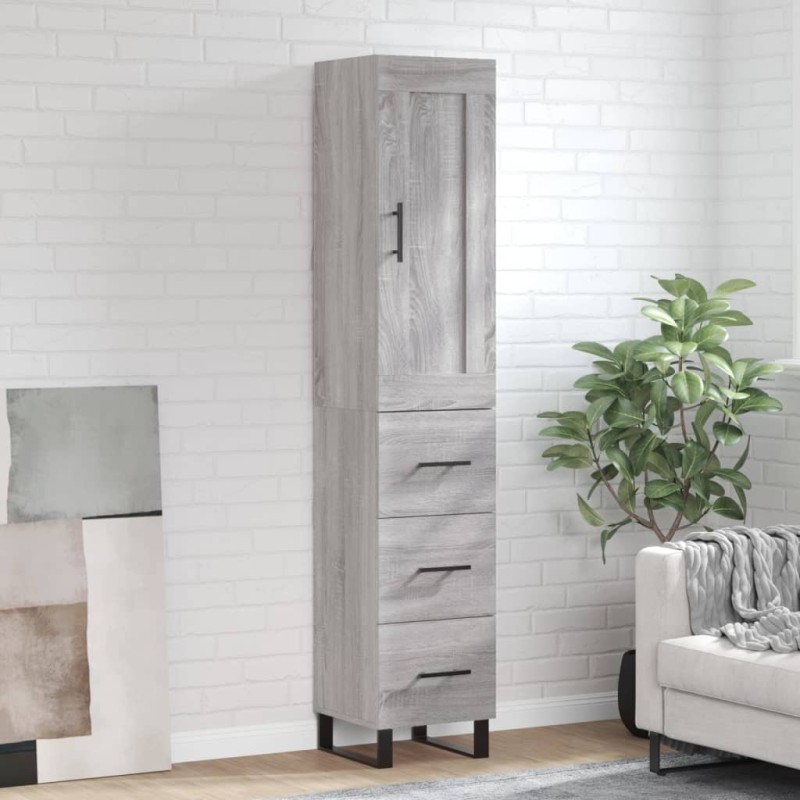 vidaXL Highboard Grau Sonoma 34,5x34x180 cm Holzwerkstoff vidaXL Highboard Grau Sonoma 34,5x34x180 cm Holzwerkstoff