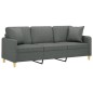 vidaXL 3-Sitzer-Sofa mit Zierkissen Dunkelgrau 180 cm Stoff vidaXL 3-Sitzer-Sofa mit Zierkissen Dunkelgrau 180 cm Stoff