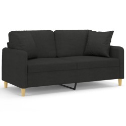 vidaXL 2-Sitzer-Sofa mit Zierkissen Schwarz 140 cm Stoff