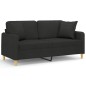vidaXL 2-Sitzer-Sofa mit Zierkissen Schwarz 140 cm Stoff vidaXL 2-Sitzer-Sofa mit Zierkissen Schwarz 140 cm Stoff