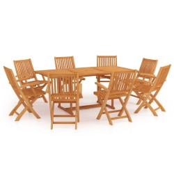 9-tlg. Garten-Essgruppe Massivholz Teak