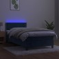 vidaXL Boxspringbett mit Matratze & LED Dunkelblau 90x200 cm Samt vidaXL Boxspringbett mit Matratze & LED Dunkelblau 90x200 cm Samt