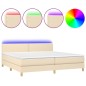 vidaXL Boxspringbett mit Matratze & LED Creme 200x200 cm Stoff vidaXL Boxspringbett mit Matratze & LED Creme 200x200 cm Stoff