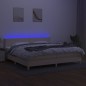 vidaXL Boxspringbett mit Matratze & LED Creme 200x200 cm Stoff vidaXL Boxspringbett mit Matratze & LED Creme 200x200 cm Stoff