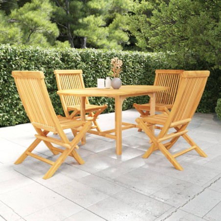 5-tlg. Garten-Essgruppe Massivholz Teak