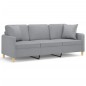 vidaXL 3-Sitzer-Sofa mit Zierkissen Hellgrau 180 cm Stoff vidaXL 3-Sitzer-Sofa mit Zierkissen Hellgrau 180 cm Stoff