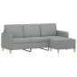 vidaXL 3-Sitzer-Sofa mit Hocker Hellgrau 180 cm Stoff vidaXL 3-Sitzer-Sofa mit Hocker Hellgrau 180 cm Stoff