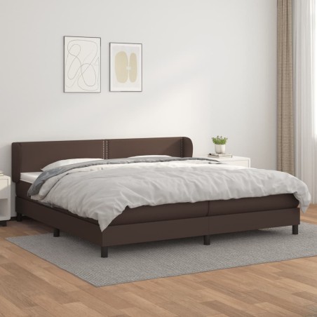 vidaXL Boxspringbett mit Matratze Braun 200x200 cm Kunstleder