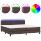 vidaXL Boxspringbett mit Matratze & LED Braun 200x200 cm Kunstleder vidaXL Boxspringbett mit Matratze & LED Braun 200x200 cm Kunstleder