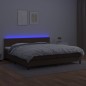 vidaXL Boxspringbett mit Matratze & LED Braun 200x200 cm Kunstleder vidaXL Boxspringbett mit Matratze & LED Braun 200x200 cm Kunstleder