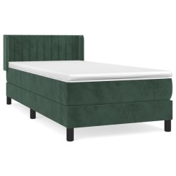 vidaXL Boxspringbett mit Matratze Dunkelgrün 90x190 cm Samt