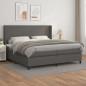 vidaXL Boxspringbett mit Matratze Grau 200x200 cm Kunstleder vidaXL Boxspringbett mit Matratze Grau 200x200 cm Kunstleder