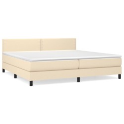 vidaXL Boxspringbett mit Matratze Creme 200x200 cm Stoff