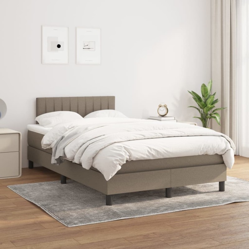 vidaXL Boxspringbett mit Matratze Taupe 120x200 cm Stoff vidaXL Boxspringbett mit Matratze Taupe 120x200 cm Stoff