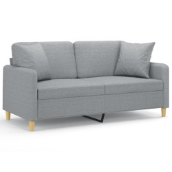 vidaXL 2-Sitzer-Sofa mit Zierkissen Hellgrau 140 cm Stoff
