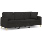 vidaXL 3-Sitzer-Sofa mit Zierkissen Schwarz 180 cm Stoff vidaXL 3-Sitzer-Sofa mit Zierkissen Schwarz 180 cm Stoff