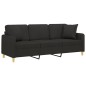 vidaXL 3-Sitzer-Sofa mit Zierkissen Schwarz 180 cm Stoff vidaXL 3-Sitzer-Sofa mit Zierkissen Schwarz 180 cm Stoff