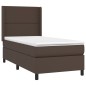 vidaXL Boxspringbett mit Matratze Braun 100x200 cm Kunstleder vidaXL Boxspringbett mit Matratze Braun 100x200 cm Kunstleder