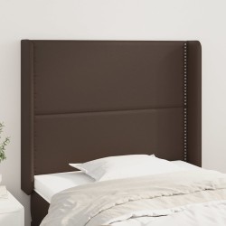 vidaXL Kopfteil mit Ohren Braun 103x16x118/128 cm Kunstleder