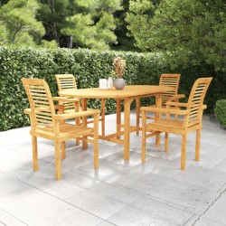vidaXL 5-tlg. Garten-Essgruppe Massivholz Teak