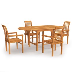 vidaXL 5-tlg. Garten-Essgruppe Massivholz Teak