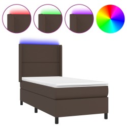 vidaXL Boxspringbett mit Matratze & LED Braun 100x200 cm Kunstleder