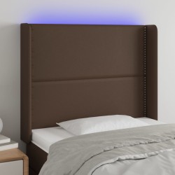 vidaXL LED Kopfteil Braun 103x16x118/128 cm Kunstleder