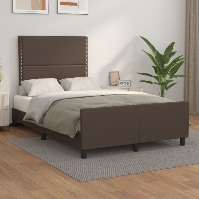 vidaXL Bettgestell mit Kopfteil Braun 120x200 cm Kunstleder vidaXL Bettgestell mit Kopfteil Braun 120x200 cm Kunstleder