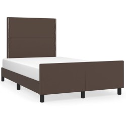 vidaXL Bettgestell mit Kopfteil Braun 120x200 cm Kunstleder