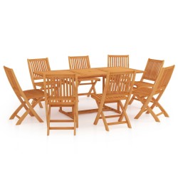 9-tlg. Garten-Essgruppe Massivholz Teak