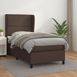 vidaXL Boxspringbett mit Matratze Braun 100x200 cm Kunstleder