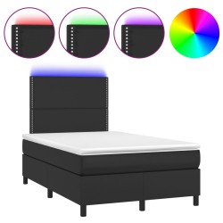 vidaXL Boxspringbett mit Matratze & LED Schwarz 120x200 cm Kunstleder