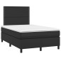 vidaXL Boxspringbett mit Matratze & LED Schwarz 120x200 cm Kunstleder vidaXL Boxspringbett mit Matratze & LED Schwarz 120x200 cm Kunstleder