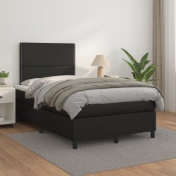 vidaXL Boxspringbett mit Matratze Schwarz 120x200 cm Kunstleder