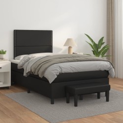 vidaXL Boxspringbett mit Matratze Schwarz 120x200 cm Kunstleder  