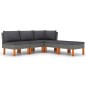 5-tlg. Garten-Lounge-Set mit Kissen Poly Rattan Grau 5-tlg. Garten-Lounge-Set mit Kissen Poly Rattan Grau