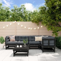 vidaXL 6-tlg. Garten-Lounge-Set Schwarz Massivholz Kiefer