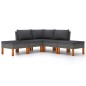 5-tlg. Garten-Lounge-Set mit Kissen Poly Rattan Grau 5-tlg. Garten-Lounge-Set mit Kissen Poly Rattan Grau