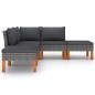 5-tlg. Garten-Lounge-Set mit Kissen Poly Rattan Grau 5-tlg. Garten-Lounge-Set mit Kissen Poly Rattan Grau